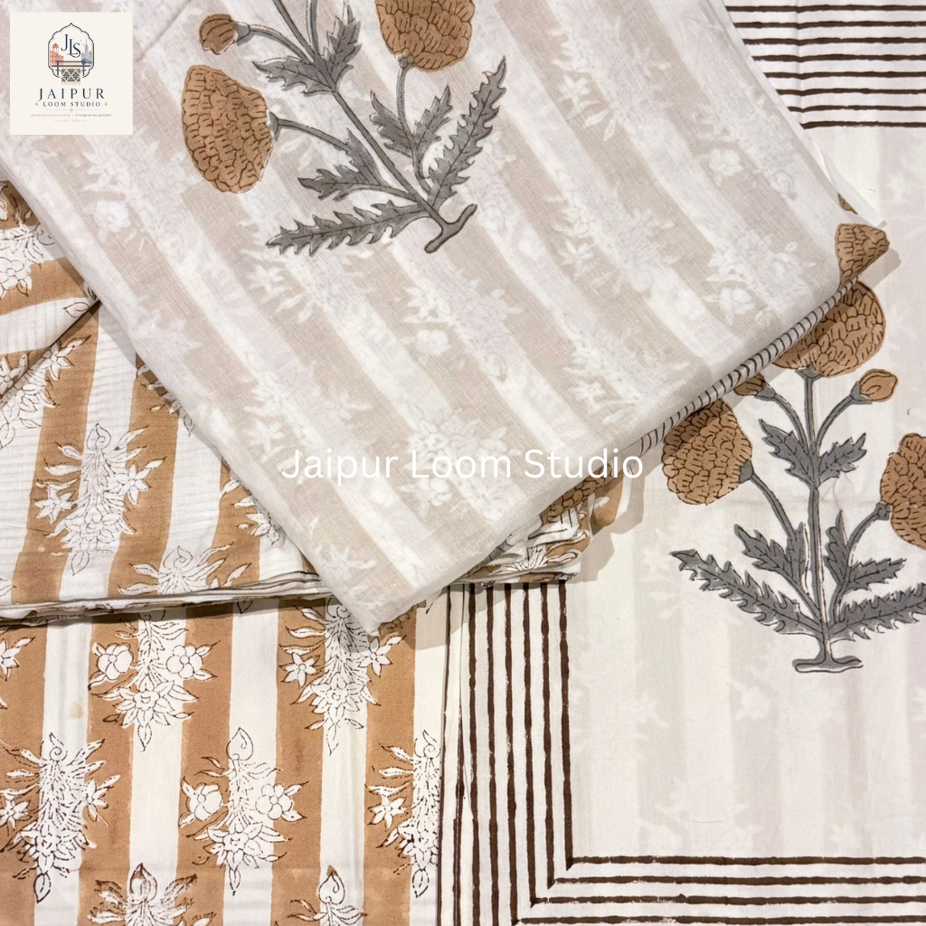 Desert Luxe - Jaipur Hand Block Print 100% Cotton Reversible Quilt Cover Set