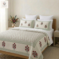 Ruby Flora - Jaipur Hand Block Print 100% Cotton Reversible Quilt Cover Set