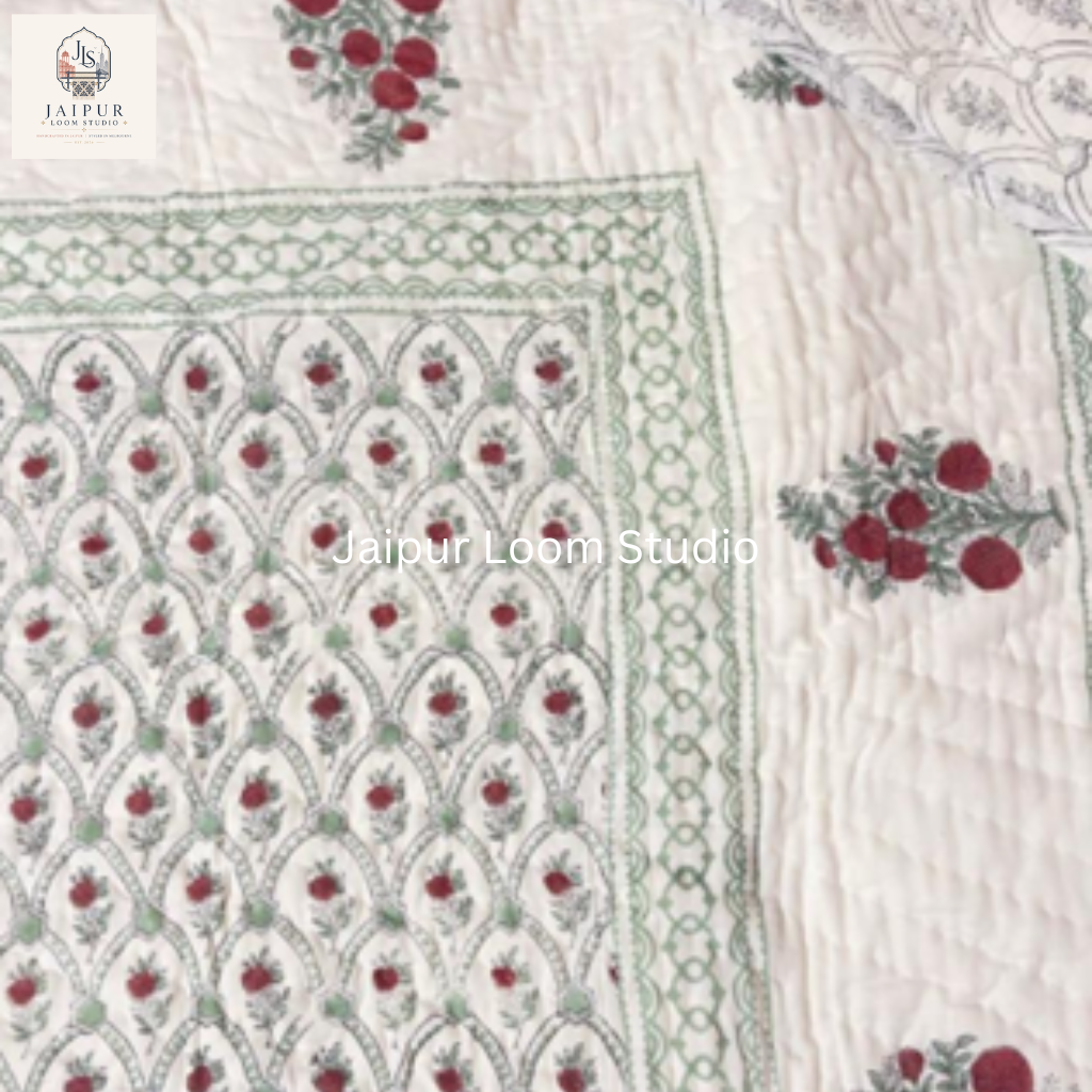 Ruby Flora - Jaipur Hand Block Print 100% Cotton Reversible Quilt Cover Set