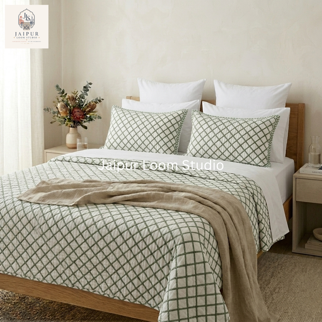 Rose Garden - Jaipur Hand Block Print 100% Cotton Reversible Quilt Cover Set