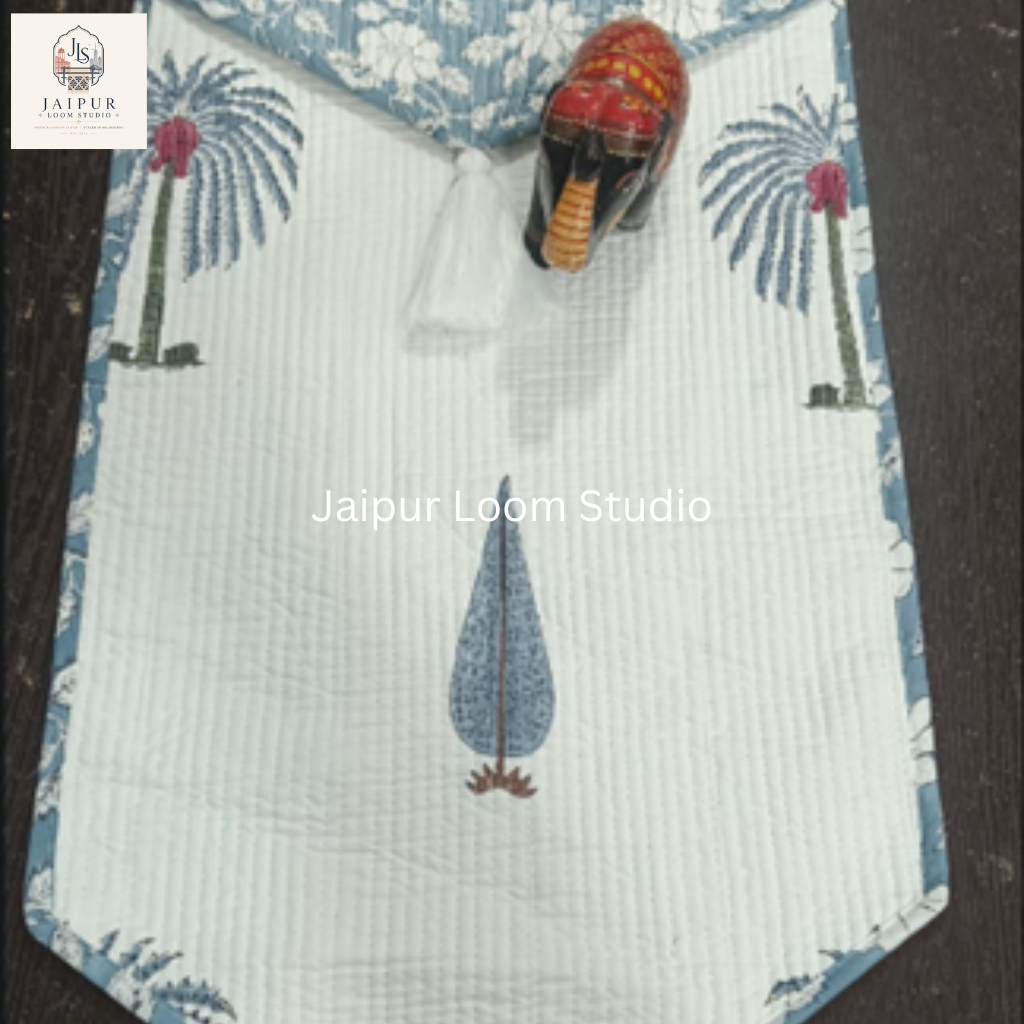 Reversible Palmera Jaipur Quilted 100% Cotton Table Runner