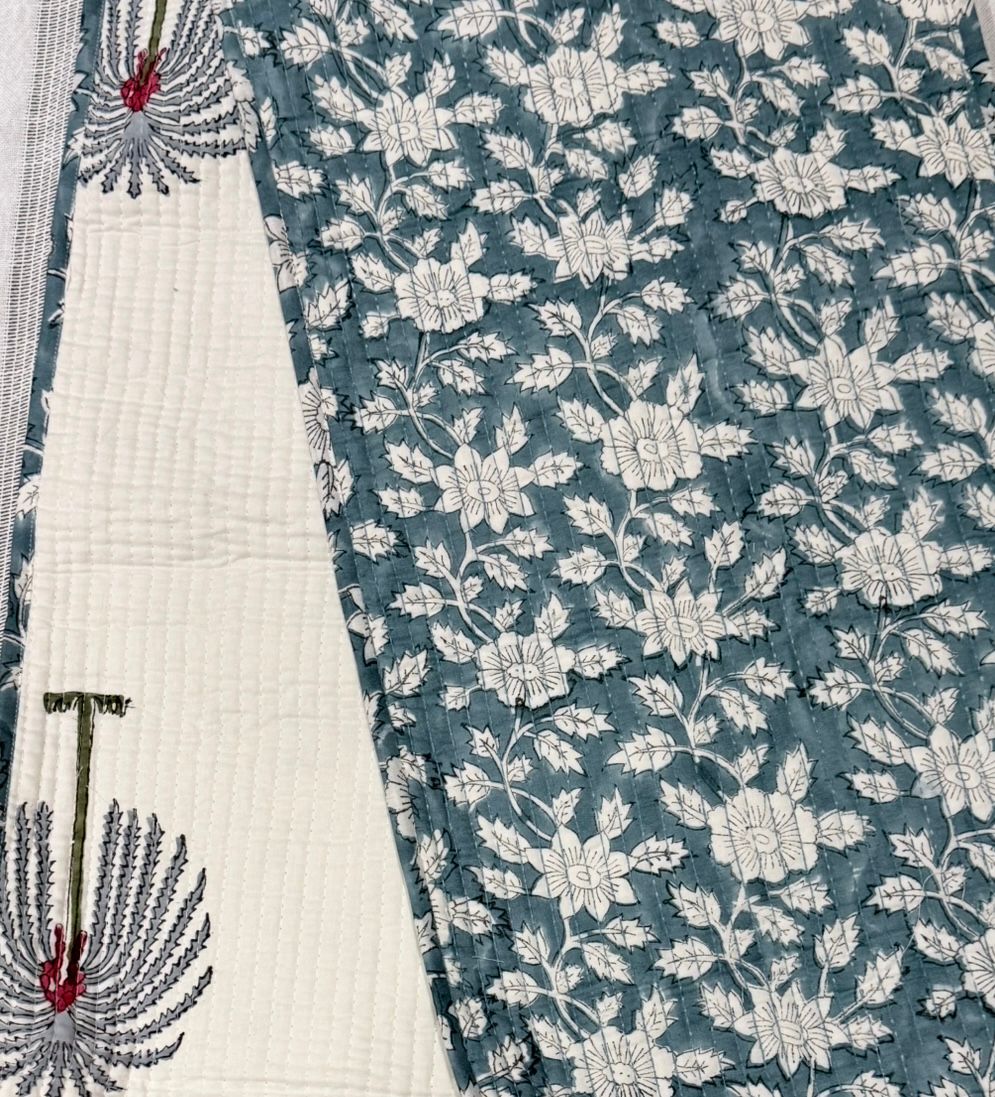 Reversible Palmera Jaipur Quilted 100% Cotton Table Runner