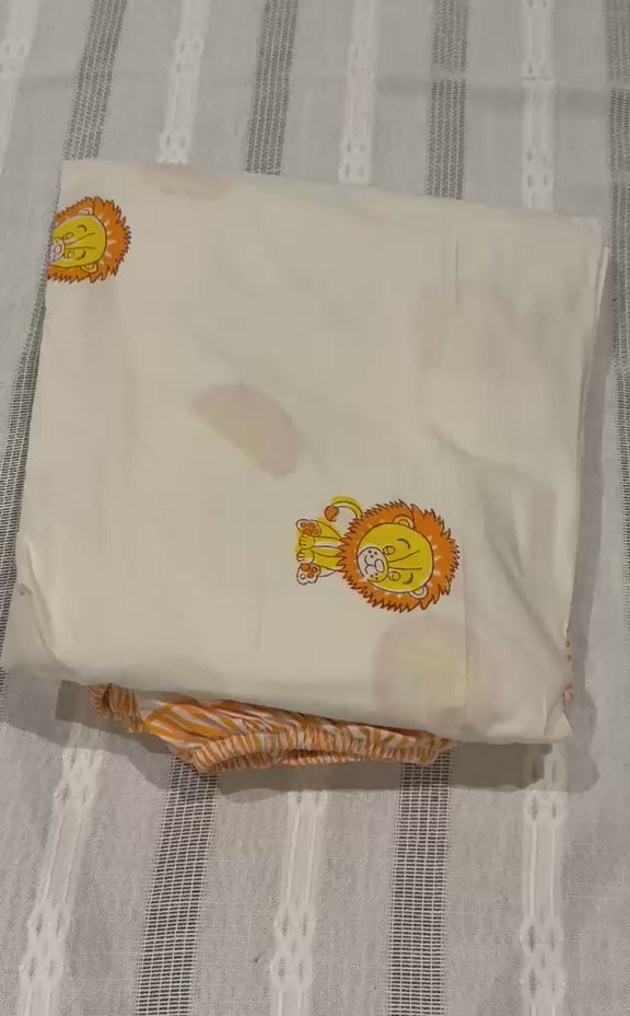 Mischievous Lion - Jaipur Hand Block Print 100% Cotton Fitted Bedsheet Set