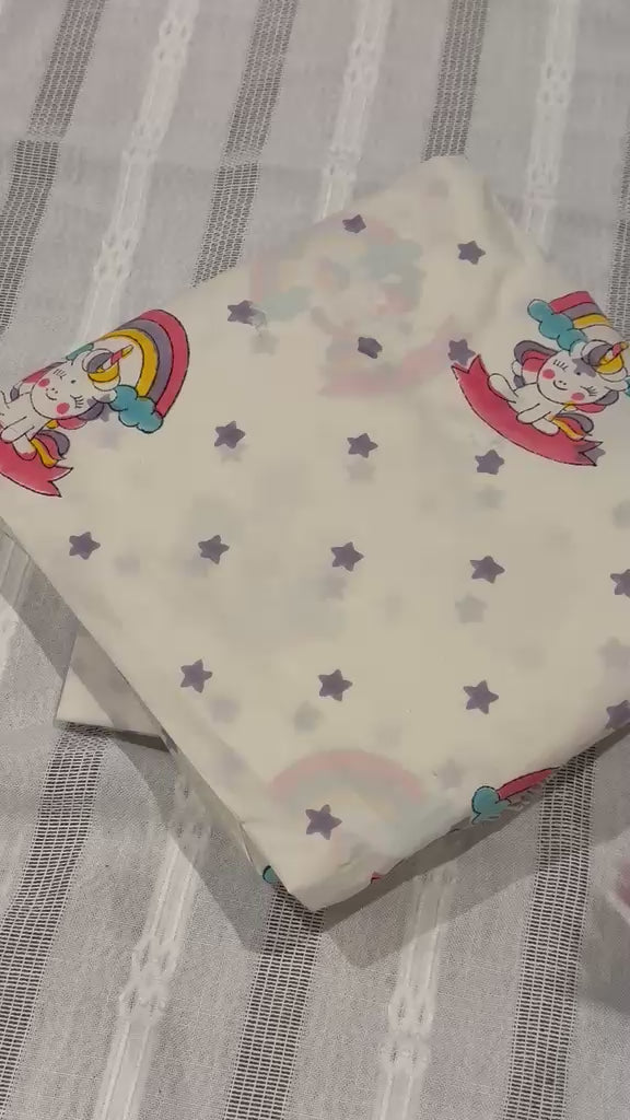 Magical Unicorns and Rainbows - Jaipur Hand Block Print 100% Cotton Fitted Bedsheet Set