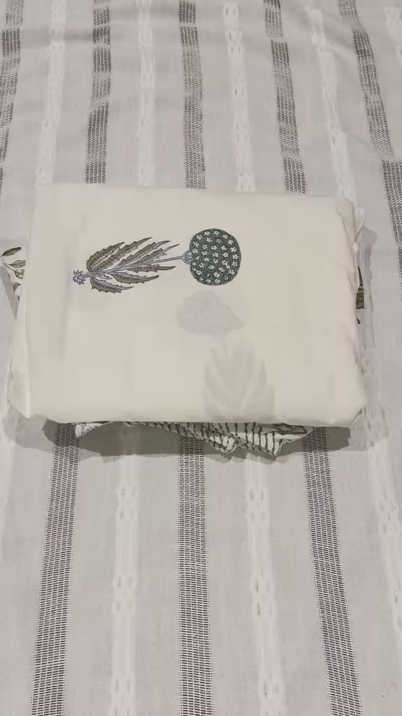 Blue Botanica - Jaipur Hand Block Print 100% Cotton Fitted Bedsheet Set